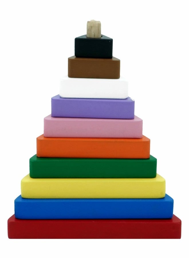 Tantrums Preschool Wooden Graded Tower Puzzle for Kids to Develop Eye Coordination,Fun Learning Toy Stacking Plugging and Sorting Toys,Puzzle for Concentration(Multicolour Single)(Triangle),10 Pcs - Image 1